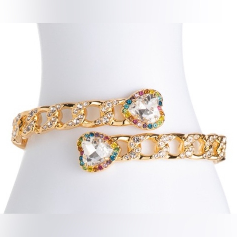 KURT GEIGER LONDON RAINBOW HEART HINGED BYPASS BRACELET - NWT